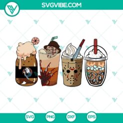 Halloween, SVG Files, Horror Movie Coffee SVG File PNG, Halloween Coffee Latte 2