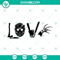 Halloween, SVG Files, Horror Movie Love SVG Files, Slasher Flick Jason Mask 2