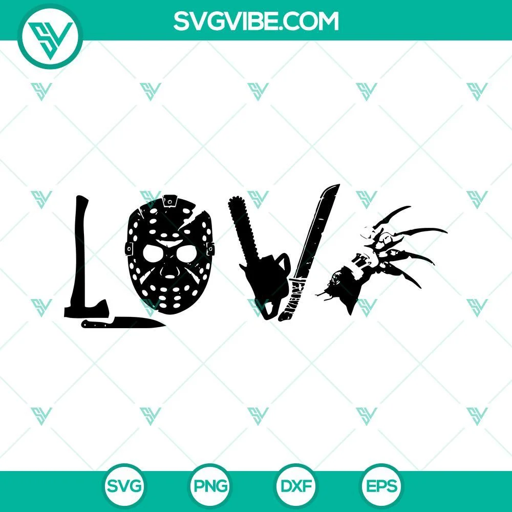 Halloween, SVG Files, Horror Movie Love SVG Files, Slasher Flick Jason Mask 1