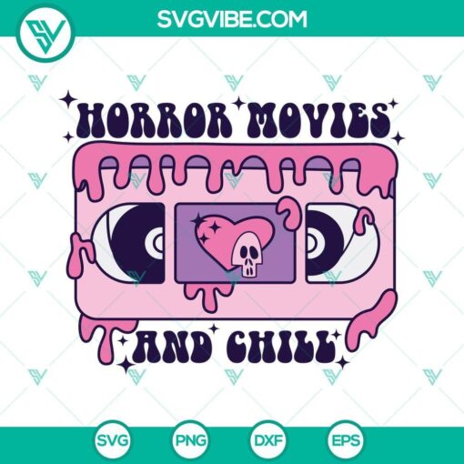 horror movies and chill svg dripping cassette tape svg files 1 mockup