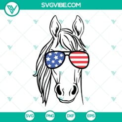 4th Of July, SVG Files, Horse American Flag Sunglasses SVG Download, America 2