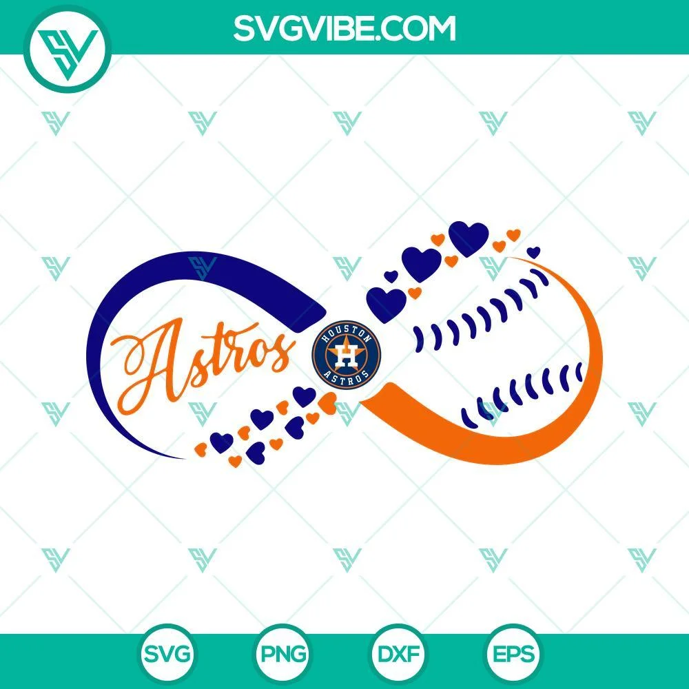 Baseball, Sports, SVG Files, Houston Astros Baseball Hearts Infinity SVG File 1