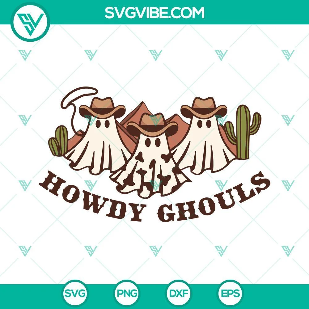 Halloween, SVG Files, Howdy Ghouls SVG Files, Western Ghost SVG Images, Cowboy 1