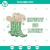 Western St Patricks Day themed SVG files featuring Howdy Go Lucky and Cowboy Boots designs. Ideal for crafts and digital projects.
