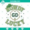 Howdy Go Lucky Western SVG with Clover Cowboy Hat design - St. Patrick's Day themed elements for digital download.