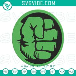 Hulk logo embroidery design featuring Avengers superhero for machine file. Perfect for superhero fans.