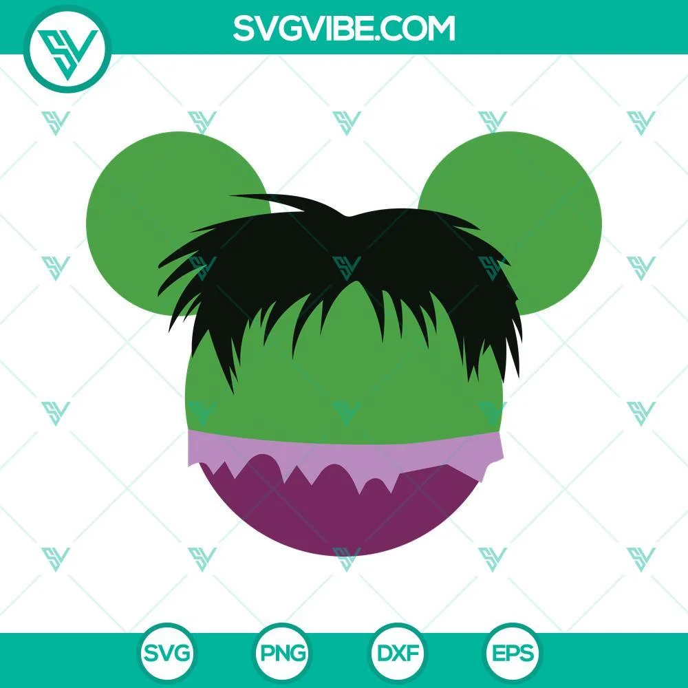 Disney, Movies, SVG Files, Hulk SVG Files, Hulk Mouse Ears SVG Files PNG DXF 1