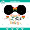 Black history girl SVG with curly hair ribbon design, ideal for digital download. Perfect for celebrating black history.