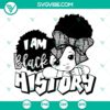 Peekaboo Girl Black History SVG File with "I Am Black History" text in PNG and DXF formats for digital use.