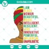 Juneteenth SVG design featuring a Black woman and African motifs, celebrating Freedom Day. Great for digital projects.