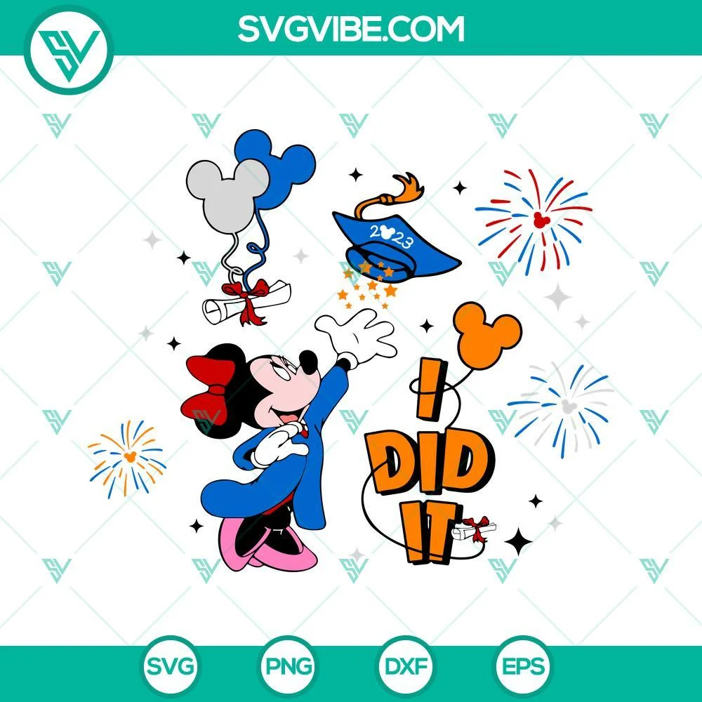 Disney, School, SVG Files, I Did It 2023 Minnie Graduation 2023 SVG Images, 1