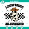 Cowboy ghost SVG design for download, retro style ghost people SVG image.