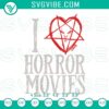 "Spooky embroidery design for Halloween: I Love Horror Movies digital file, perfect for horror movie fans. "