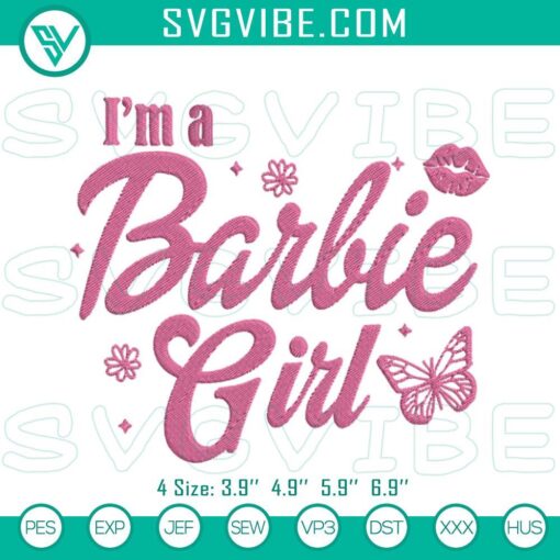 i m a barbie girl embroidery designs barbie embroidery files mockup