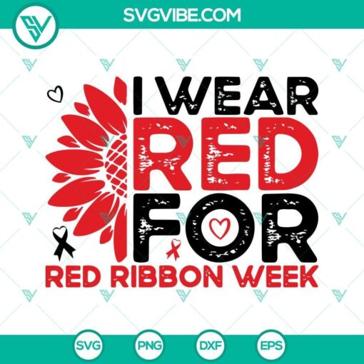 i wear red for red ribbon week sunflower svg drug free svg red ribbon week awareness svg 8 mockup