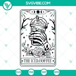 Skeleton, SVG Files, Iced Coffee Skeleton Hand Tarot SVG Download, The Iced 2