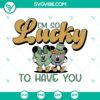 Mickey Minnie Lucky Couple SVG Files, perfect for St. Patrick's Day crafting projects. Cute and festive design.
