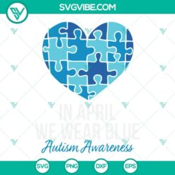 April autism awareness SVG with blue heart design, perfect for crafting projects. Download now!