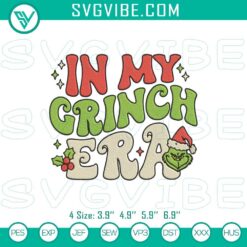 Christmas Embroidery Designs, Embroidery Designs, In My Grinch Era Embroidery 8