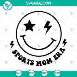 Sports Mom SVG design download for Game Day, featuring "In My Sports Mom Era" text. Perfect for any sports mom gear!