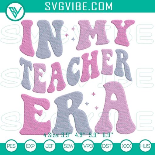 in my teacher era retro machine embroidery designs trendy teacher embroidery files mockup