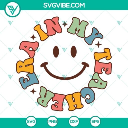 in my teacher era svg retro smiley face svg trendy teacher quote svg png dxf eps for shirt 9 mockup