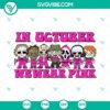 October-themed pink Halloween SVG files with horror elements to support breast cancer awareness.
