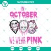October horror Halloween SVG design in pink for breast cancer awareness month, featuring spooky elements. EPS, PNG, DXF files available.