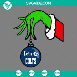 Christmas, Sports, SVG Files, Indianapolis Colts Grinch Hand With Ornament SVG 2