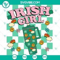 St Patrick's Day, SVG Files, Irish Girl Stanley SVG Images, Smile Patrick’s 14