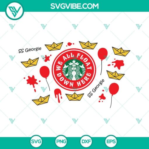 it movie starbucks cup full wrap svg we all float down here horror clown starbucks cup svg 5 mockup