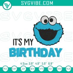 Embroidery Designs, It’s My Birthday Cookie Monster Machine Embroidery 2