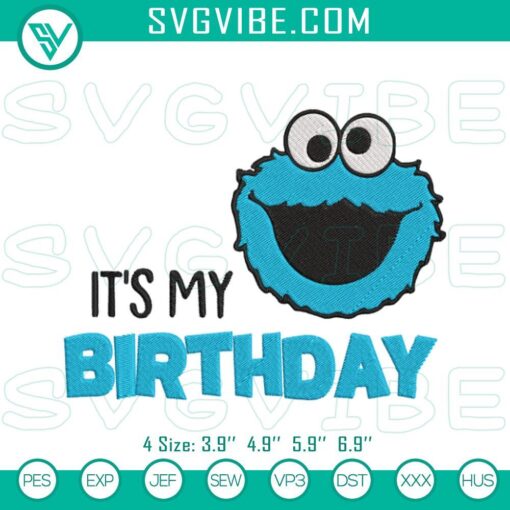 it s my birthday cookie monster machine embroidery designs muppet birthday party embroidery files mockup