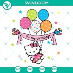 Birthday, SVG Files, It’s My Birthday Hello Kitty SVG Download, Kitty With 2