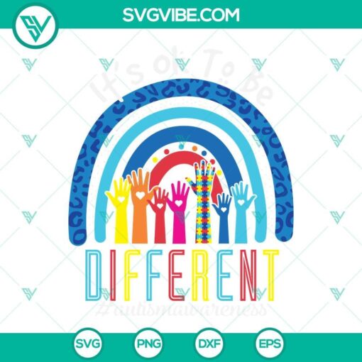 it s ok to be different autism awareness svg blue rainbow autism awareness svg autism awareness svg png dxf eps 4 mockup