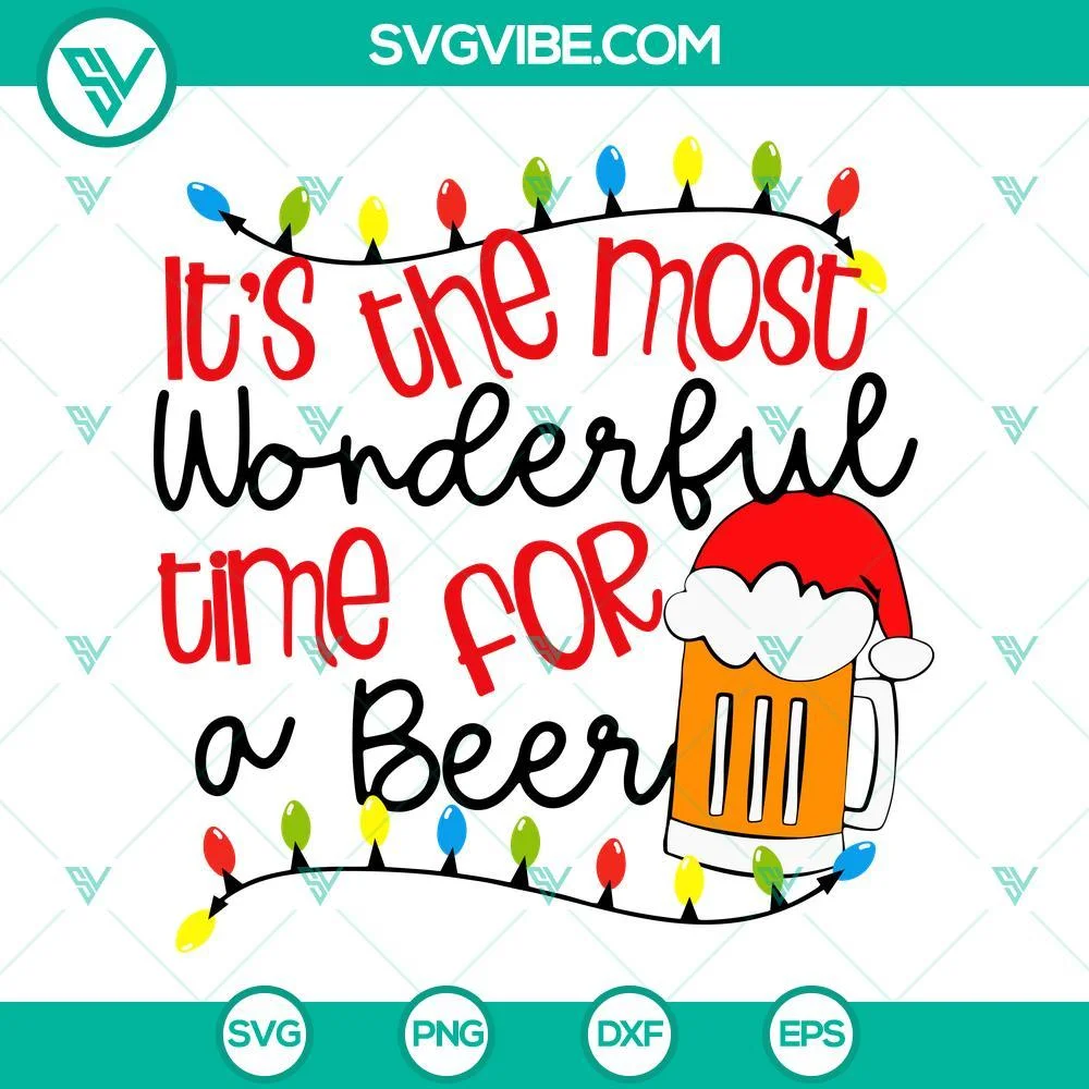 Christmas, SVG Files, It’s The Most Wonderful Time For A Beer SVG Files PNG 1