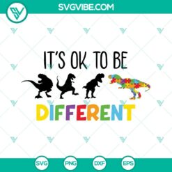 Autism, SVG Files, Its Ok To Be Different SVG Download, Autism Dinosaur SVG 14