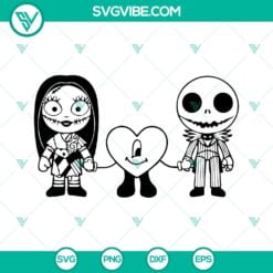 Musics, SVG Files, Valentine's Day, Jack And Sally Bad Bunny Heart SVG Image, 7