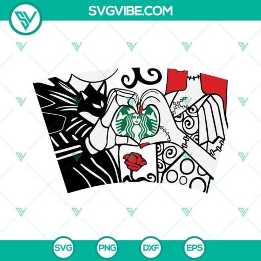 jack and sally starbucks cup svg jack and sally svg halloween full wrap svg 8 mockup