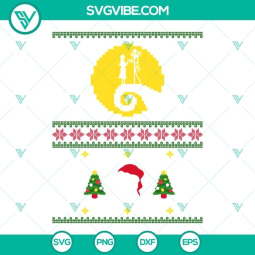 jack and sally ugly christmas sweater svg the nightmare before christmas ugly sweater svg png dxf eps for cricut silhouette cameo 1 mockup