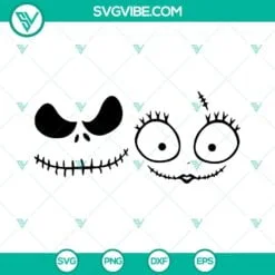 Halloween, SVG Files, Jack Skellington And Sally Face SVG Download, A Nightmare 2