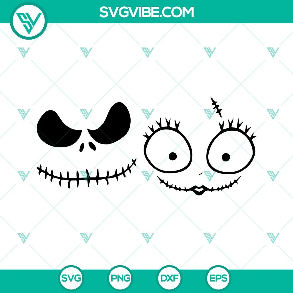 Halloween, SVG Files, Jack Skellington And Sally Face SVG Download, A Nightmare 1