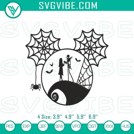 jack skellington and sally mickey head embroidery designs disney halloween embroidery files mockup