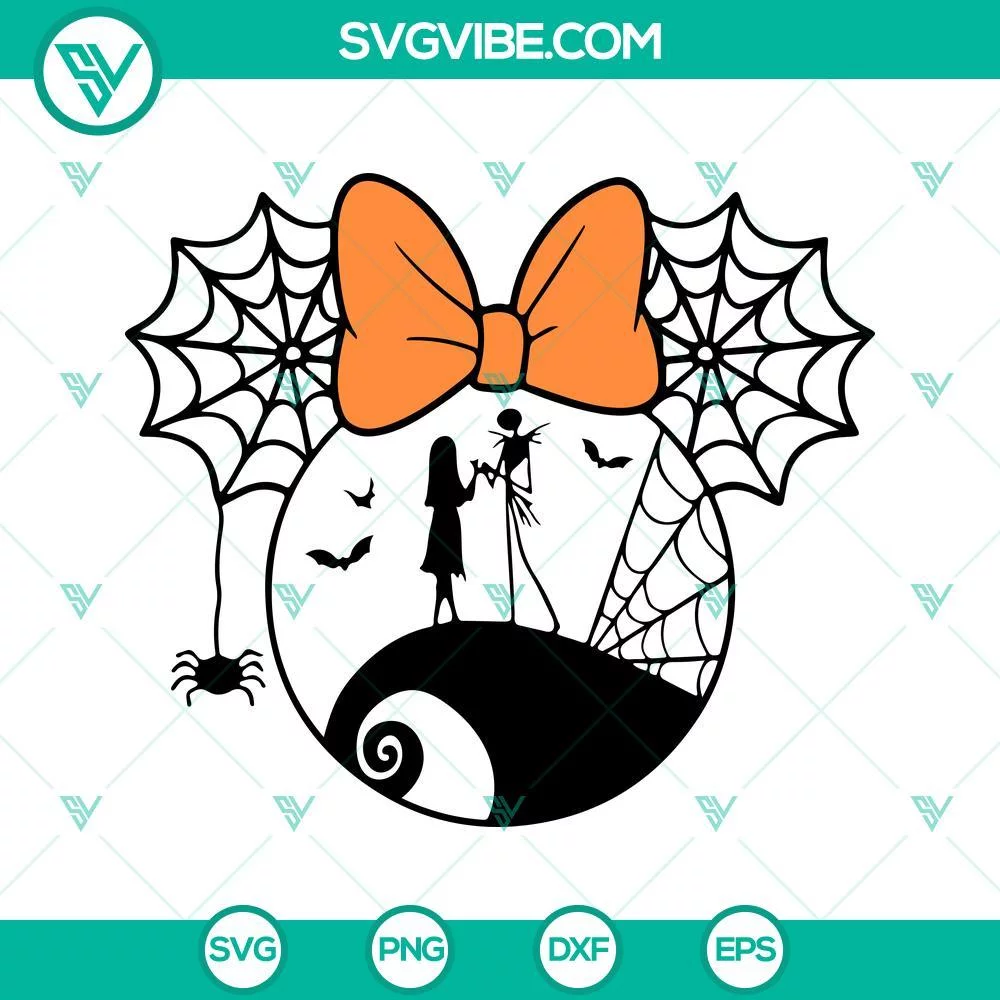 Disney, Halloween, SVG Files, Jack Skellington And Sally Mickey Head SVG File 1