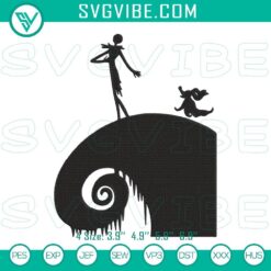 Jack Skellington and Zero embroidery design from Nightmare Before Christmas file, perfect for Halloween projects.
