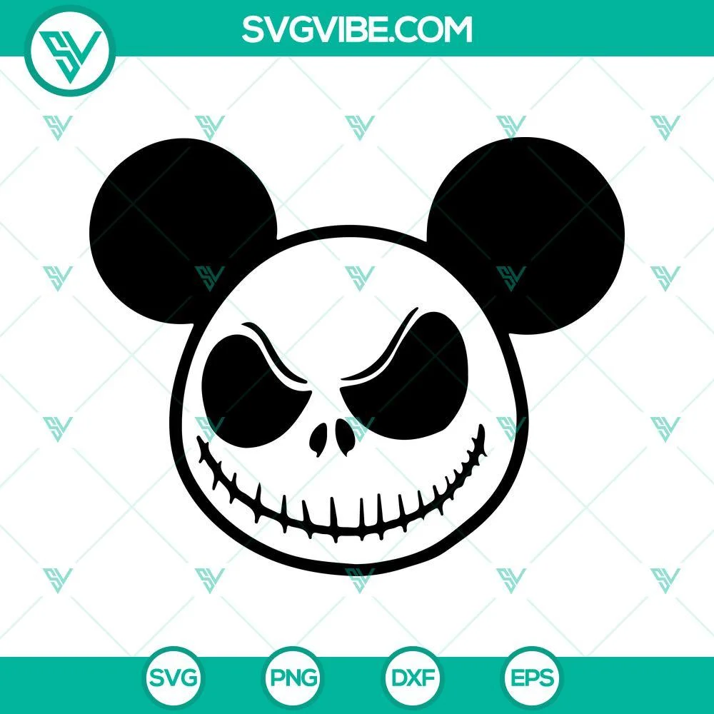 Disney, Halloween, SVG Files, Jack Skellington Mickey Ears SVG Download, Mickey 1