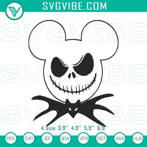 jack skellington mickey embroidery designs nightmare before christmas disney mouse embroidery pes files mockup