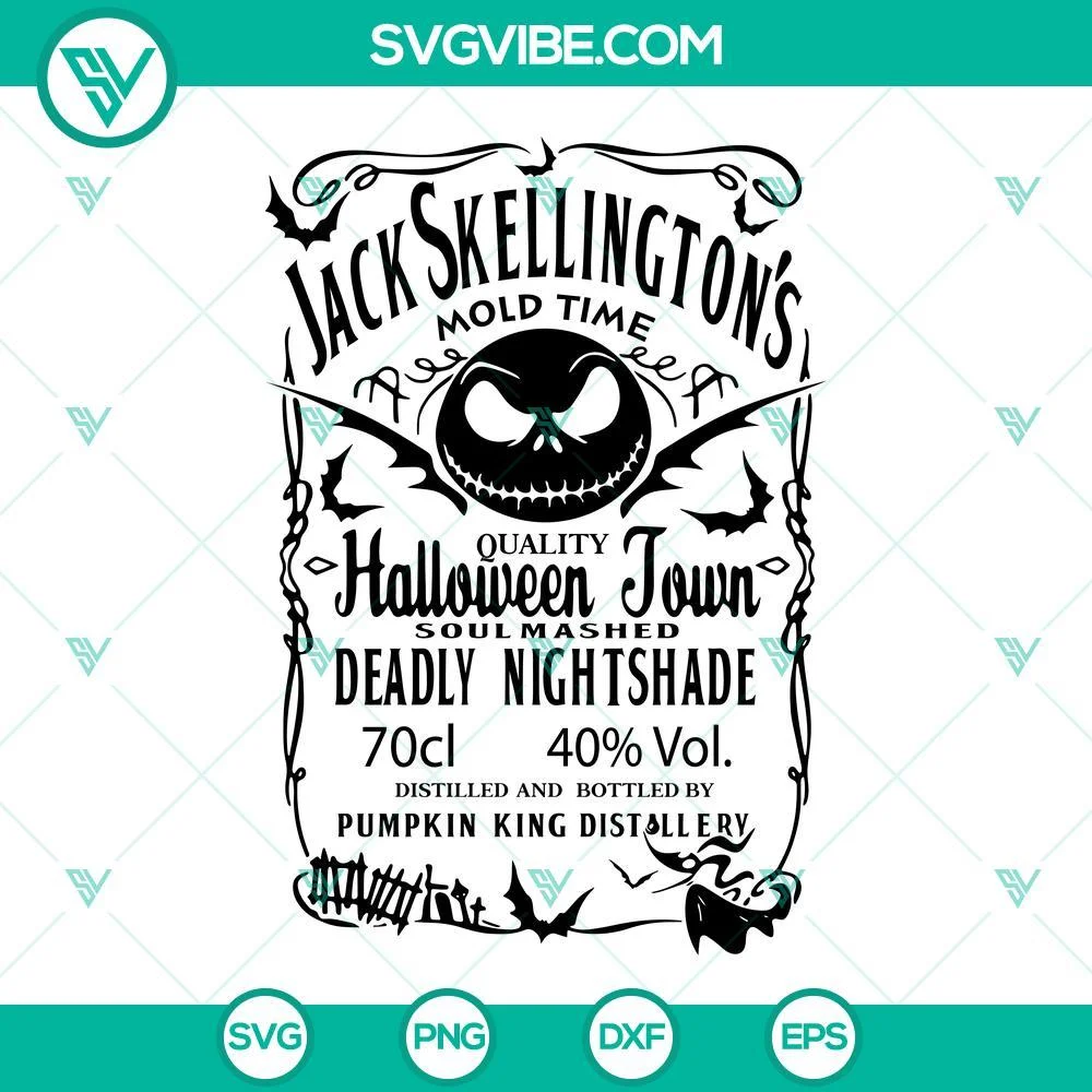 Halloween, SVG Files, Jack Skellington Whiskey SVG Images, Nightmare Before 1