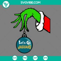 Christmas, Sports, SVG Files, Jacksonville Jaguars Grinch Hand With Ornament 1