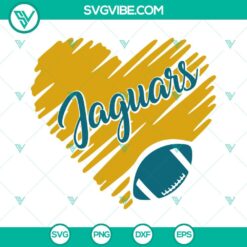 Jacksonville Jaguars heart-shaped SVG design with team logo and football motif, perfect for NFL fans and craft projects.